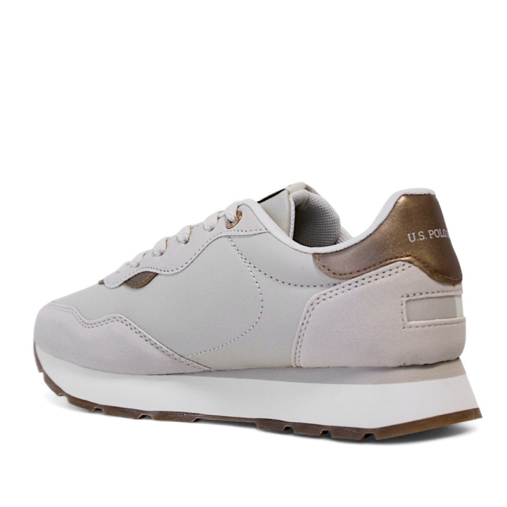 Zapatillas urban U.S. POLO ASSN. kitty beige con detalles bronce - Querol online