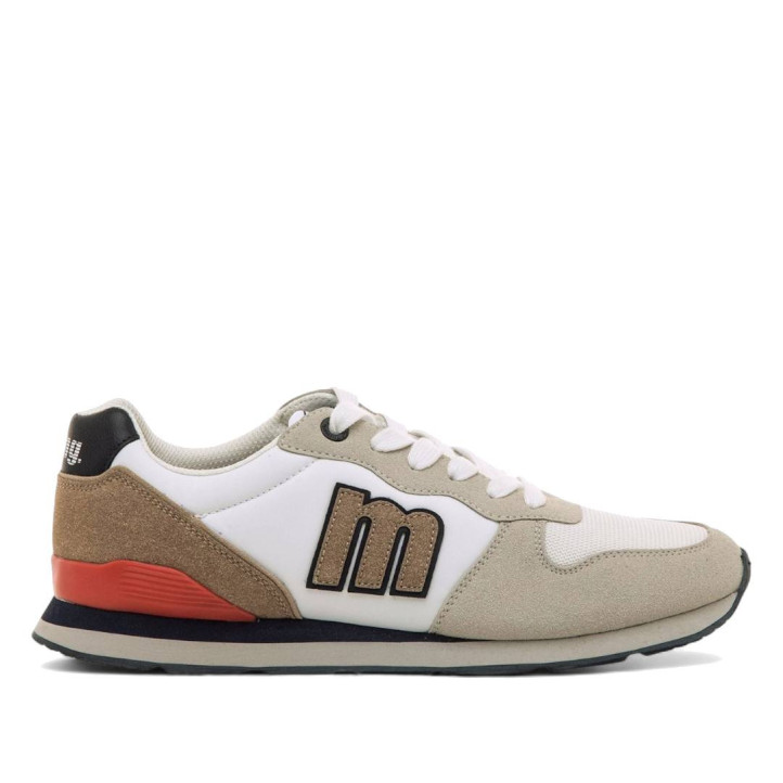 Sabatilles esportives Mustang joggo classic blanques amb detalls beix marrons i negres - Querol online