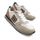 Zapatillas deportivas Mustang joggo classic blancas con detalles beige marrones y negros - Querol online