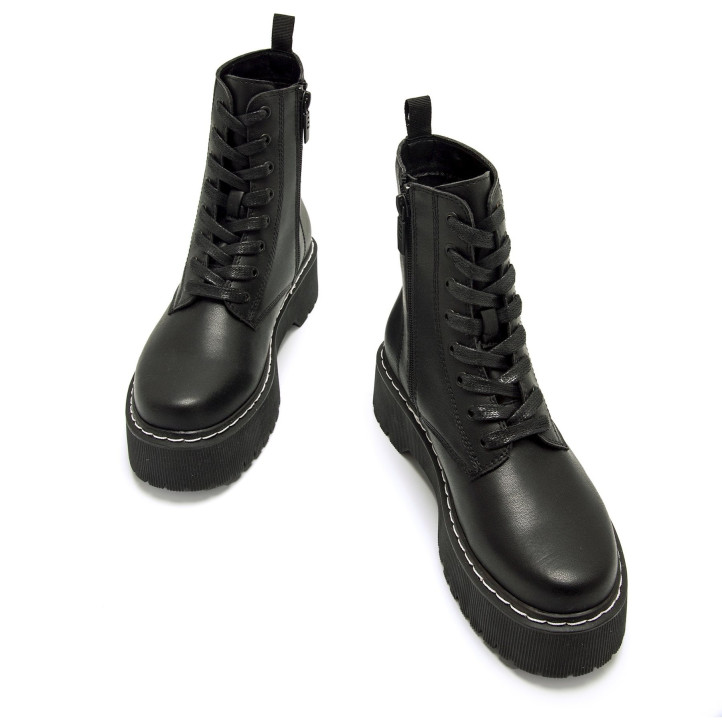 Botines plataforma Mustang stormy high con caña media y suela dentada - Querol online
