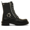 Botines planos Mustang campa negras estilo biker con cremalleras laterales