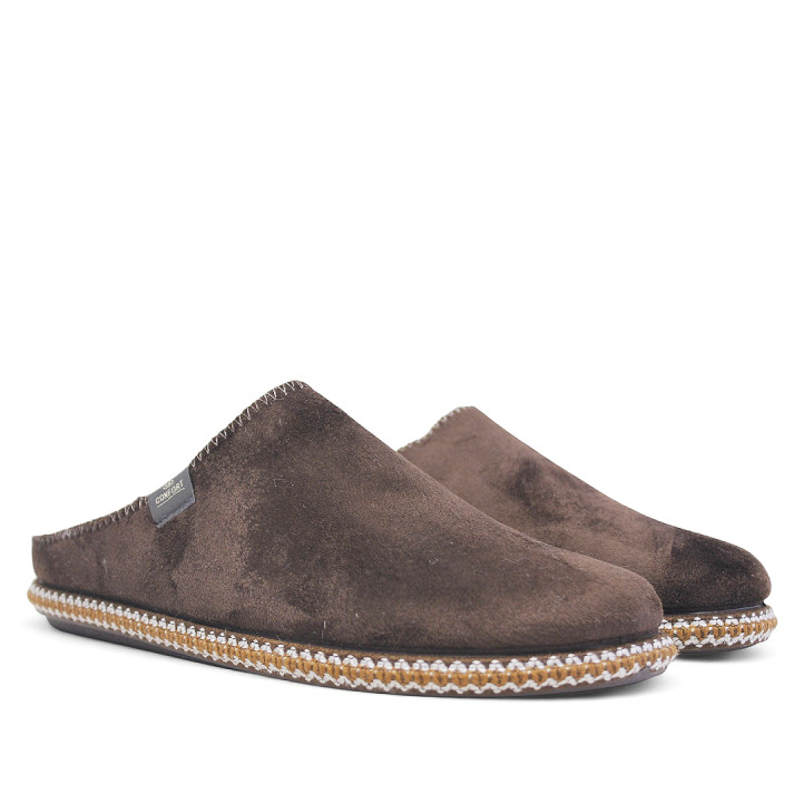 Zapatillas casa CM Confort marrones de tejido suave con interior cálido - Querol online