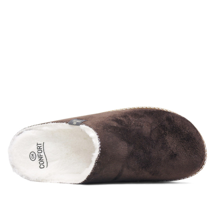 Zapatillas casa CM Confort marrones de tejido suave con interior cálido - Querol online