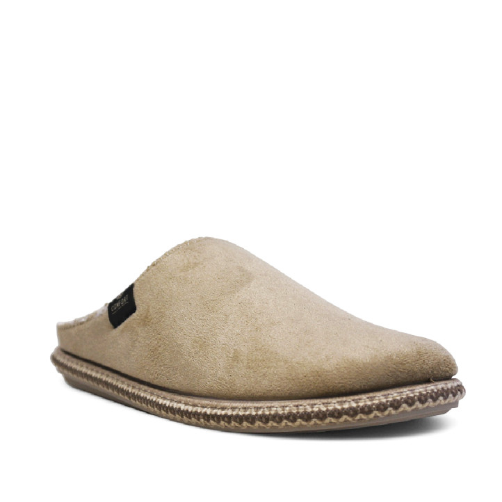 Zapatillas casa CM Confort beige de tejido suave con interior cálido - Querol online