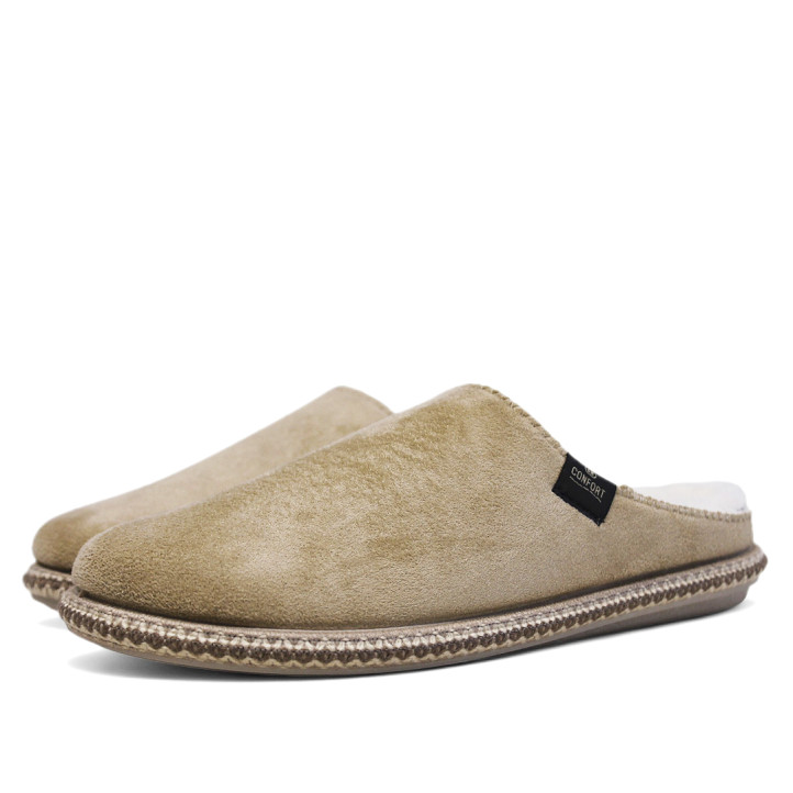 Zapatillas casa CM Confort beige de tejido suave con interior cálido - Querol online