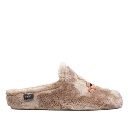 Zapatillas casa CM Confort beige de pelo suave con bordado decorativo - Querol online