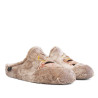 Sabatilles casa CM Confort beix de pèl suau amb brodat decoratiu
