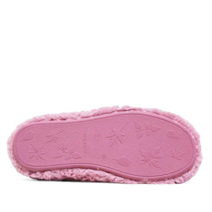 Zapatillas casa CM Confort rosas de pelo suave con ribete de punto - Querol online