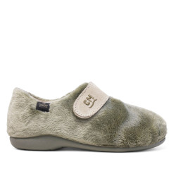Sabatilles casa CM Confort verdes de pèl suau amb tancament de velcro - Querol online