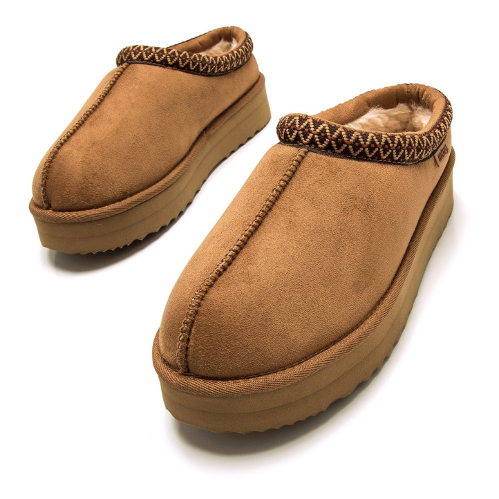 Esclops Mustang nivia marrons estil slipper amb plataforma - Querol online