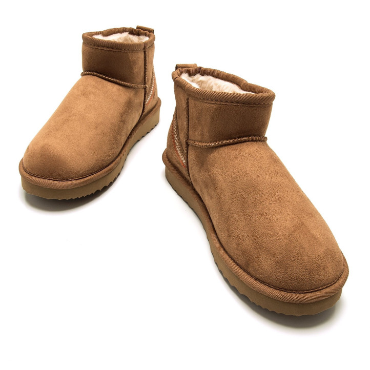 Botines planos Mustang eira marrones estilo australianas con pelito interior - Querol online