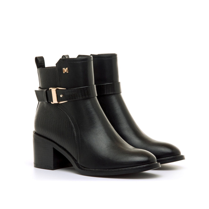 Botines tacón Maria Mare onore negros con acabado texturizado - Querol online