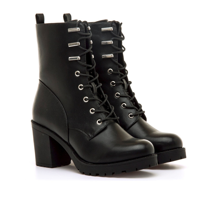 Botines tacón Maria Mare pompei negros con piezas metálicas - Querol online