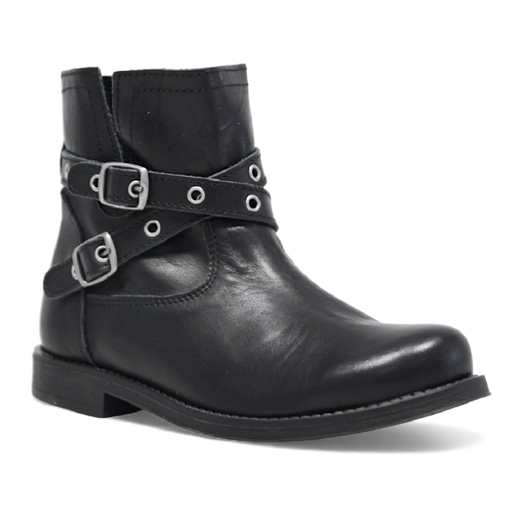 Botins QUETS! negres amb tires creuades decorades amb traus - Querol online