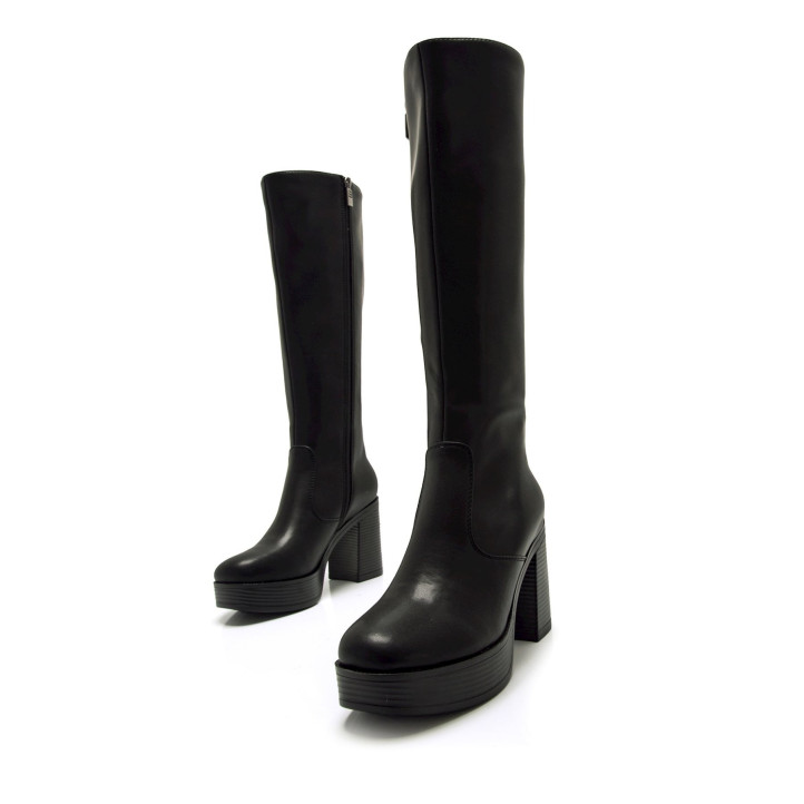Botas tacón Mustang new 67 negras con tacón ancho y plataforma - Querol online
