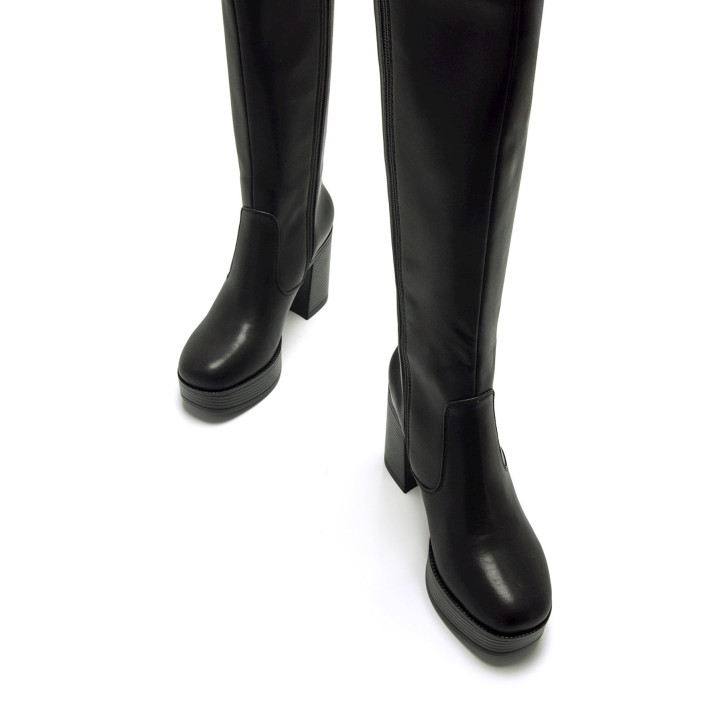 Botas tacón Mustang new 67 negras con tacón ancho y plataforma - Querol online