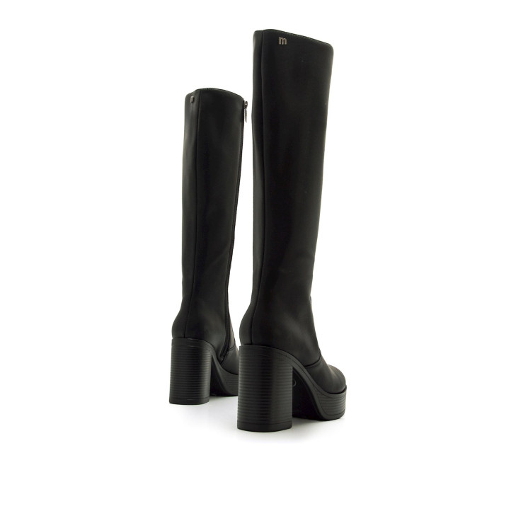 Botas tacón Mustang new 67 negras con tacón ancho y plataforma - Querol online