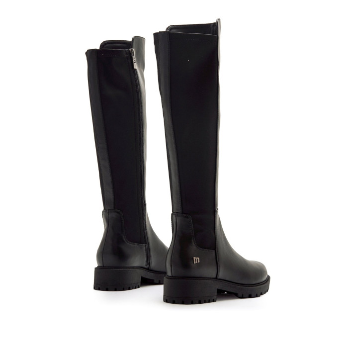 Botas planas Mustang campa negras con caña elástica - Querol online