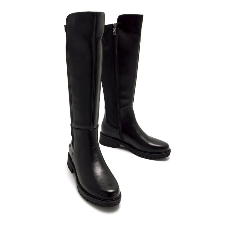 Botas planas Mustang campa negras con caña elástica - Querol online
