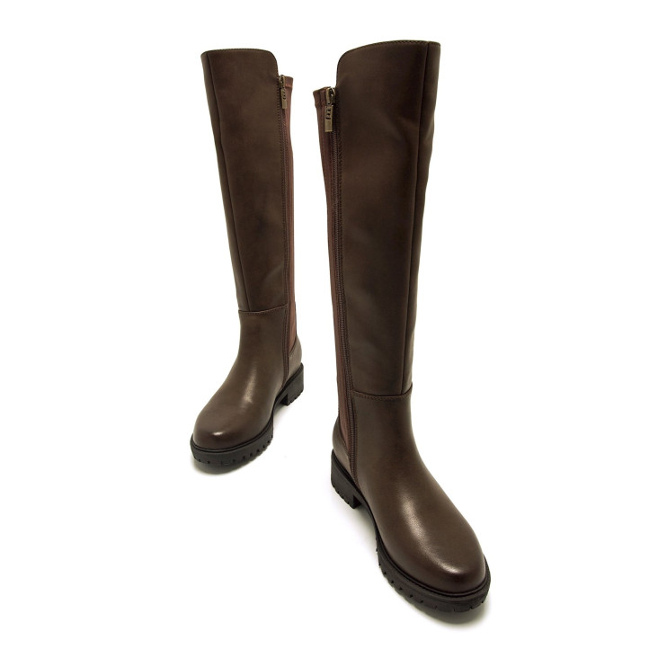 Botas planas Mustang campa marrones con caña elástica - Querol online