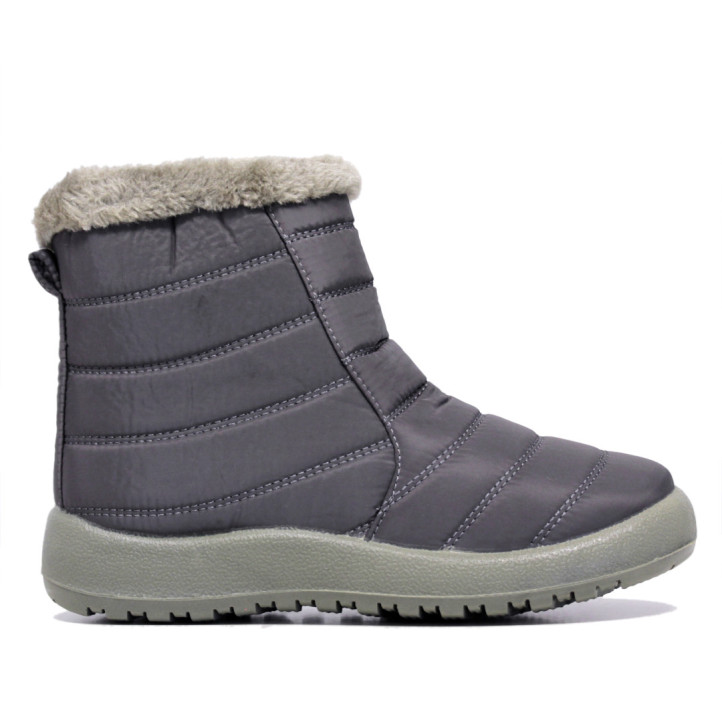 Botines planos Stay grises verdosos acolchados con pelito y cremallera - Querol online