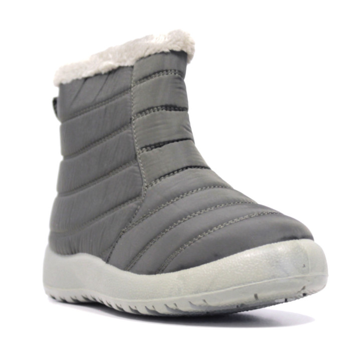 Botins plans grises encoixinades amb pelito i cremallera - Querol online