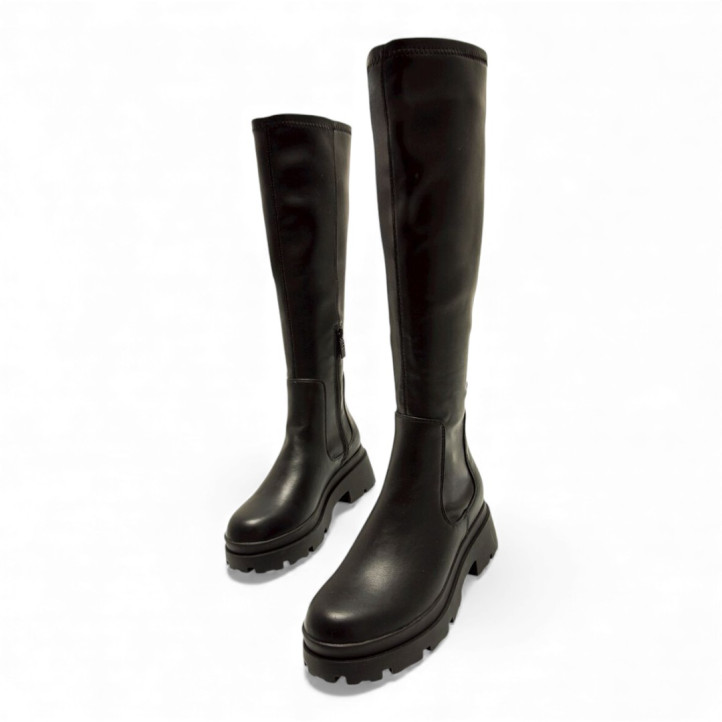 Botas planas Mustang missione negras efecto calcetín con plataforma - Querol online