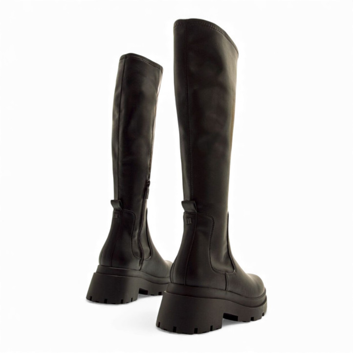 Botas planas Mustang missione negras efecto calcetín con plataforma - Querol online