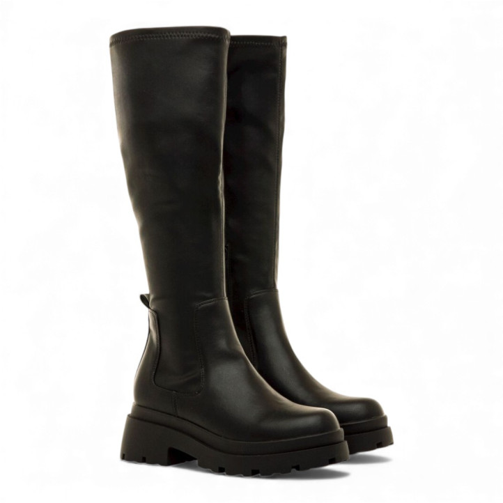 Botas planas Mustang missione negras efecto calcetín con plataforma - Querol online