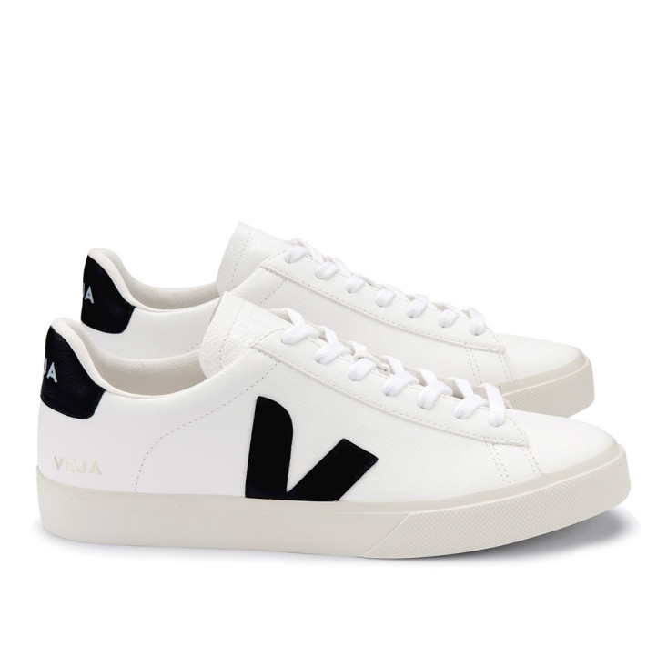Zapatillas urban VEJA campo leather white black para mujer - Querol online