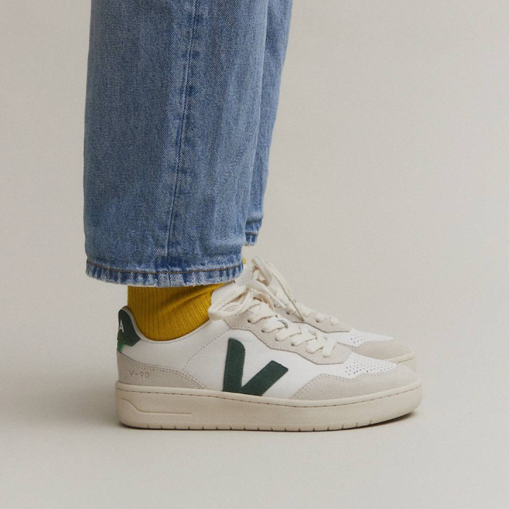 Zapatillas deportivas VEJA v-90 leather white cyprus hombre - Querol online