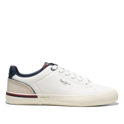Zapatillas deportivas Pepe Jeans kenton campus blancas con detalles nergos y granates - Querol online