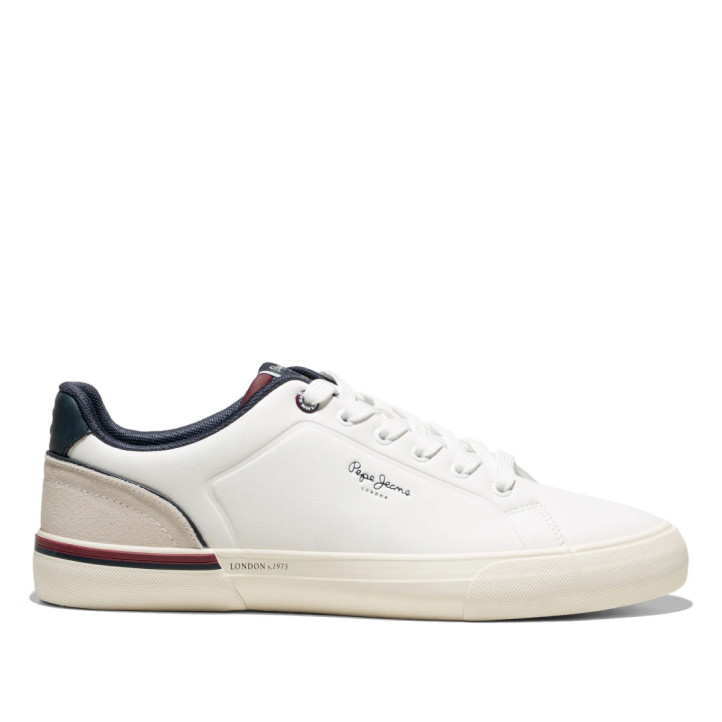 Zapatillas deportivas Pepe Jeans kenton campus blancas con detalles nergos y granates - Querol online