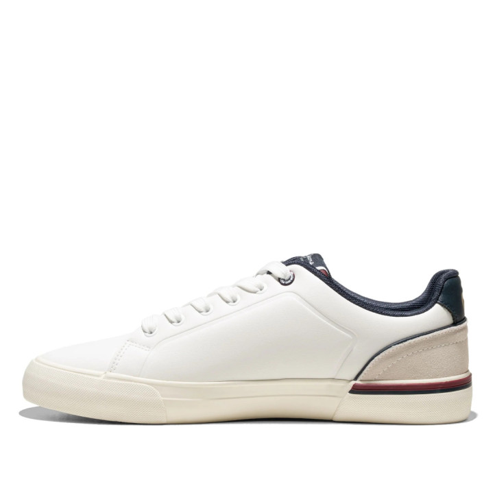 Zapatillas deportivas Pepe Jeans kenton campus blancas con detalles nergos y granates - Querol online