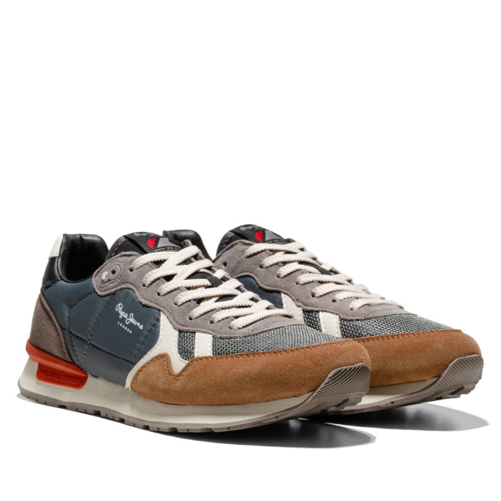 Sabatilles esportives Pepe Jeans brit essence grises amb detalls marrons - Querol online