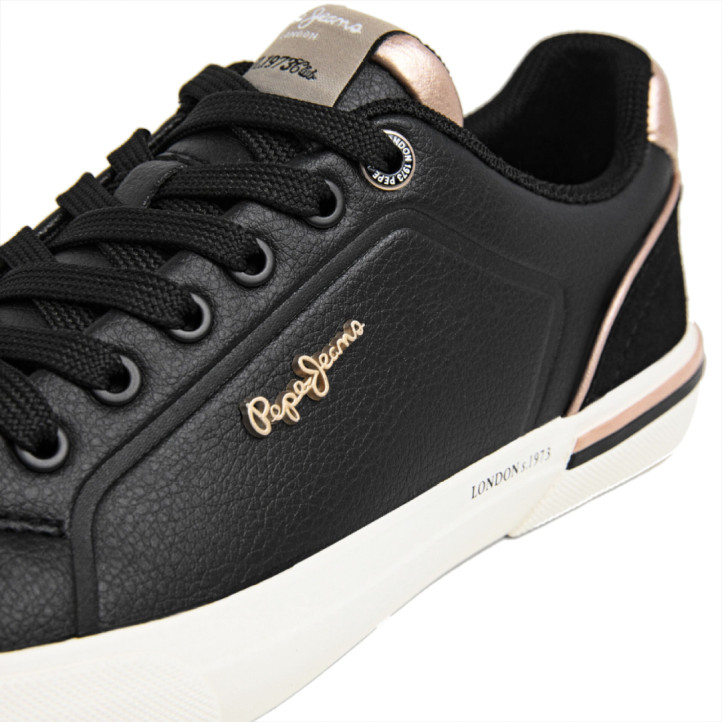 Sabatilles urban Pepe Jeans kenton campus negres amb detalls roses brillants - Querol online