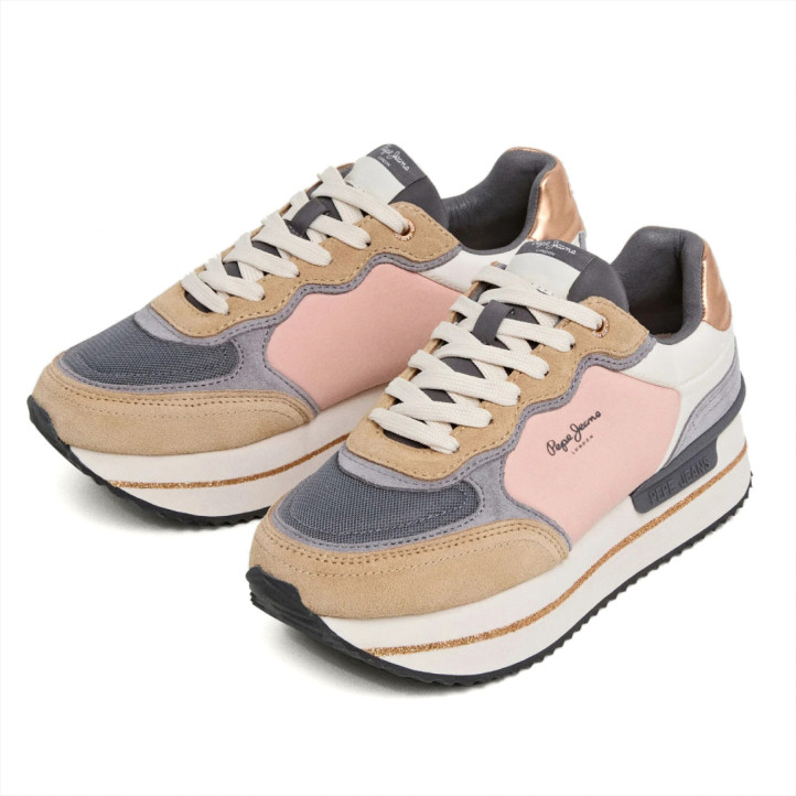 Zapatillas urban Pepe Jeans rusper glitter caramelo con glitter en la suela - Querol online