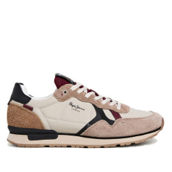 Sabatilles esportives Pepe Jeans brit flyer beix amb detalls blaus i granats - Querol online