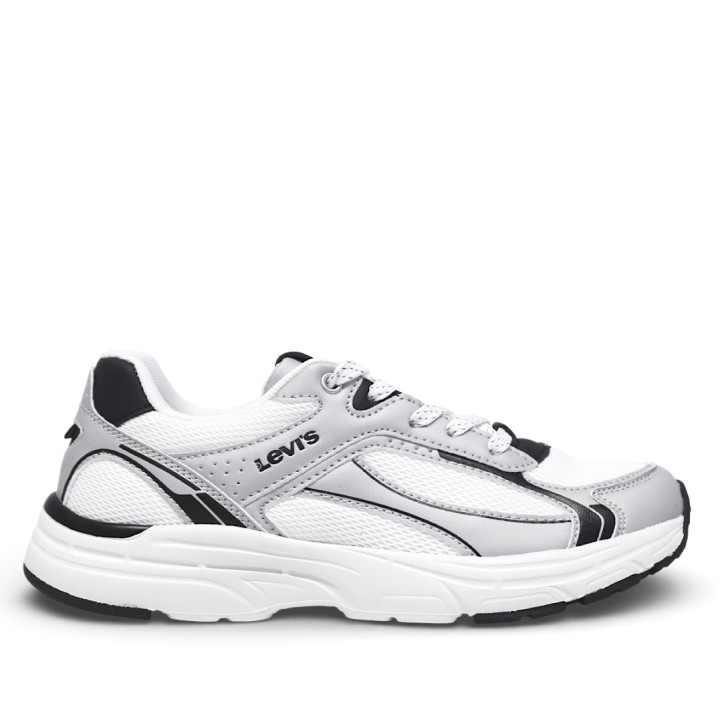 Zapatillas deportivas Levi's curtis blancas con detalles plateados y negros - Querol online