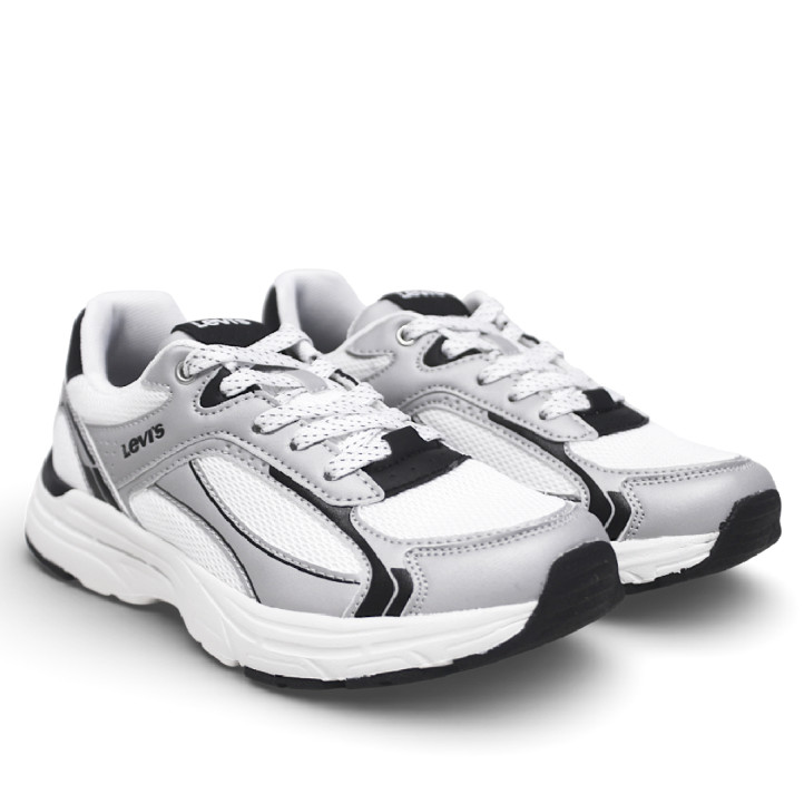 Zapatillas deportivas Levi's curtis blancas con detalles plateados y negros - Querol online