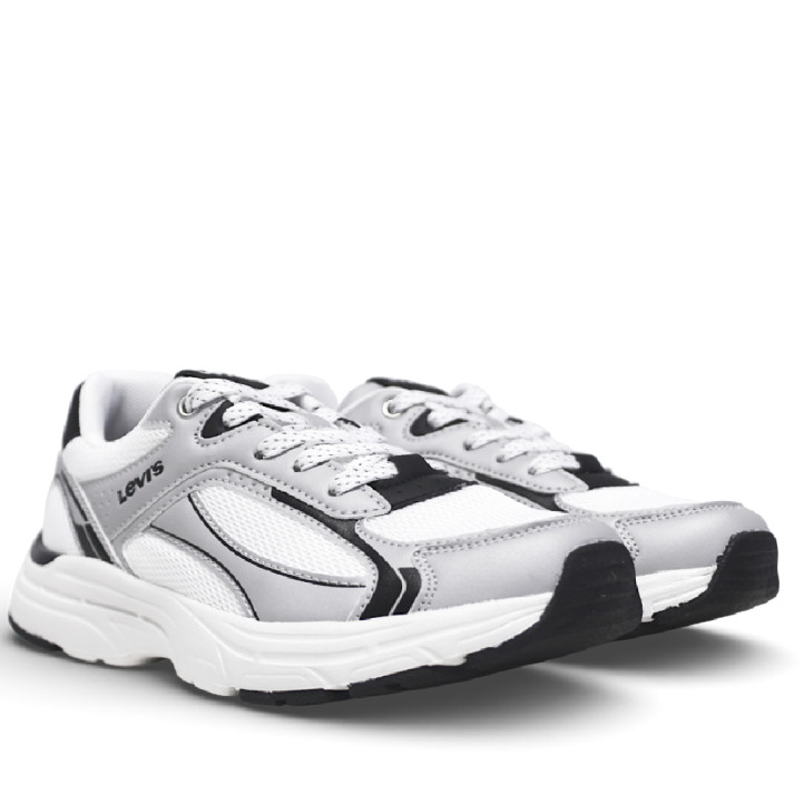 Zapatillas deportivas Levi's curtis blancas con detalles plateados y negros - Querol online