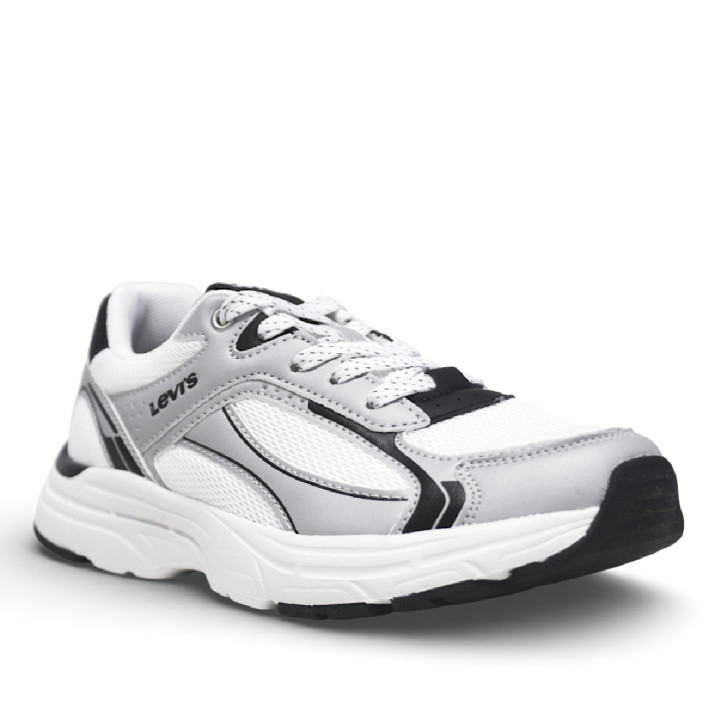 Zapatillas deportivas Levi's curtis blancas con detalles plateados y negros - Querol online