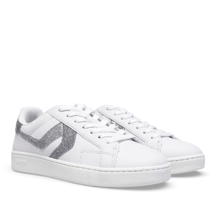 Sabatilles urban Levi's swift jr blanques amb detall platejat amb glitter - Querol online