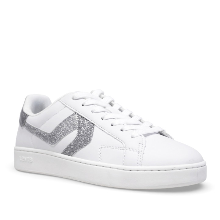 Zapatillas urban Levi's swift jr blancas con detalle plateado con glitter - Querol online