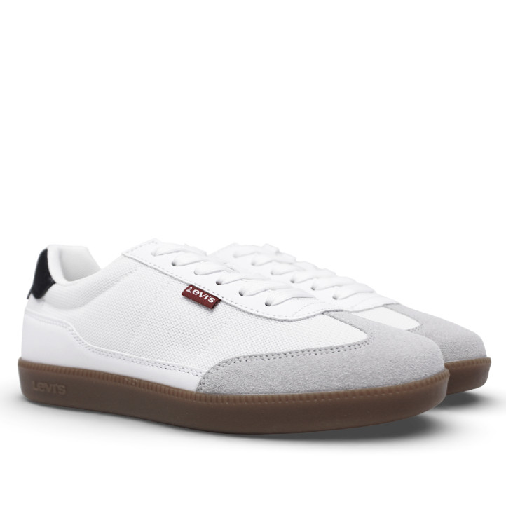 Zapatillas urban Levi's jackson blancas con puntera de ante y suela caramelo - Querol online