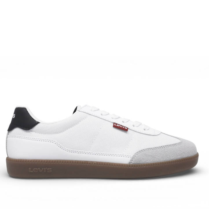 Zapatillas urban Levi's jackson blancas con puntera de ante y suela caramelo - Querol online