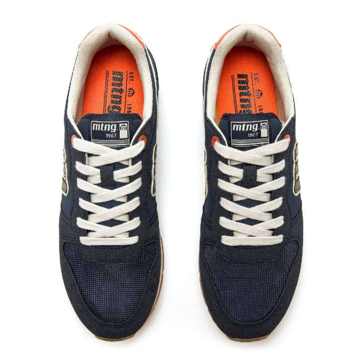 Zapatillas deportivas Mustang joggo classic azul marino con panel trasero naranja - Querol online