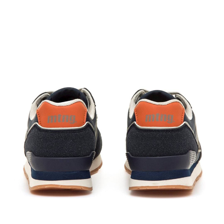 Zapatillas deportivas Mustang joggo classic azul marino con panel trasero naranja - Querol online