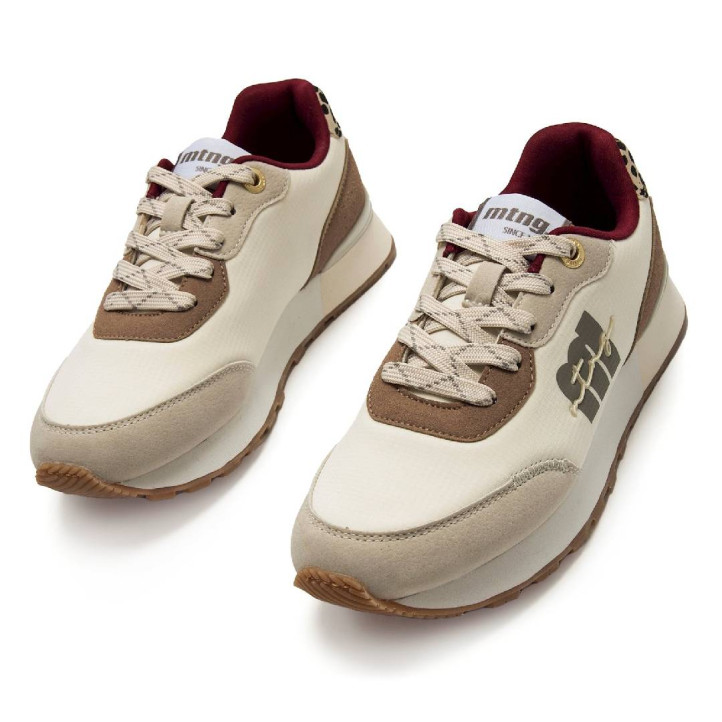 Zapatillas urban Mustang joggo classic beige con panel trasero de animal print - Querol online