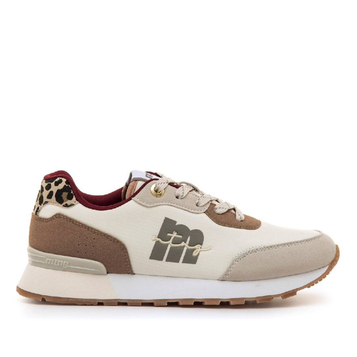 Zapatillas urban Mustang joggo classic beige con panel trasero de animal print - Querol online
